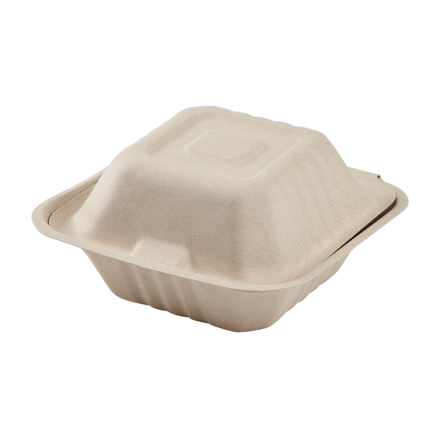Karat Earth 6''x6'' PFAS Free Compostable Bagasse Hinged Containers, Natural - 500 pcs