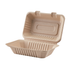 Karat Earth 9''x6'' PFAS Free Compostable Bagasse Hinged Containers, Natural - 200 pcs