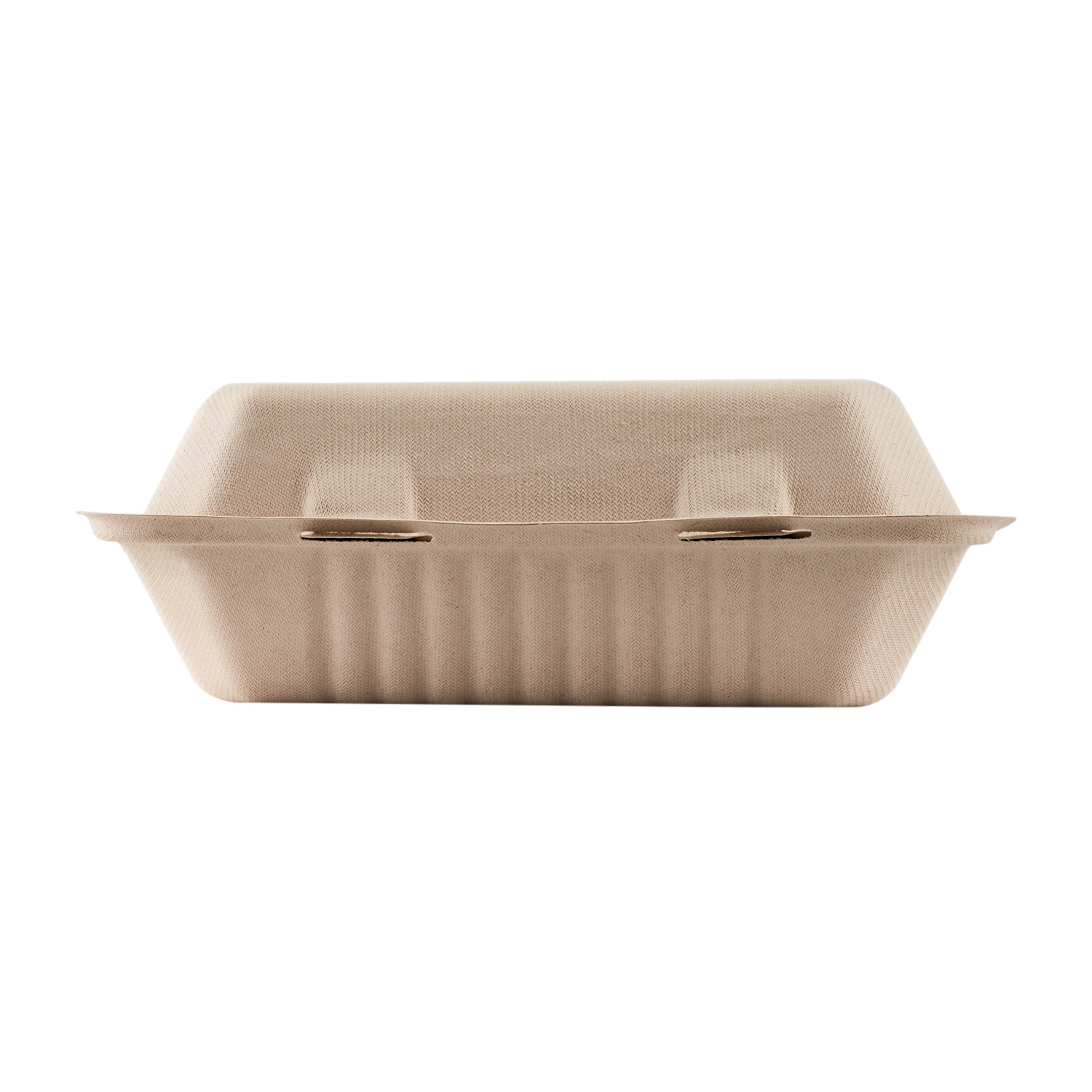 Karat Earth 9''x6'' PFAS Free Compostable Bagasse Hinged Containers, Natural - 200 pcs