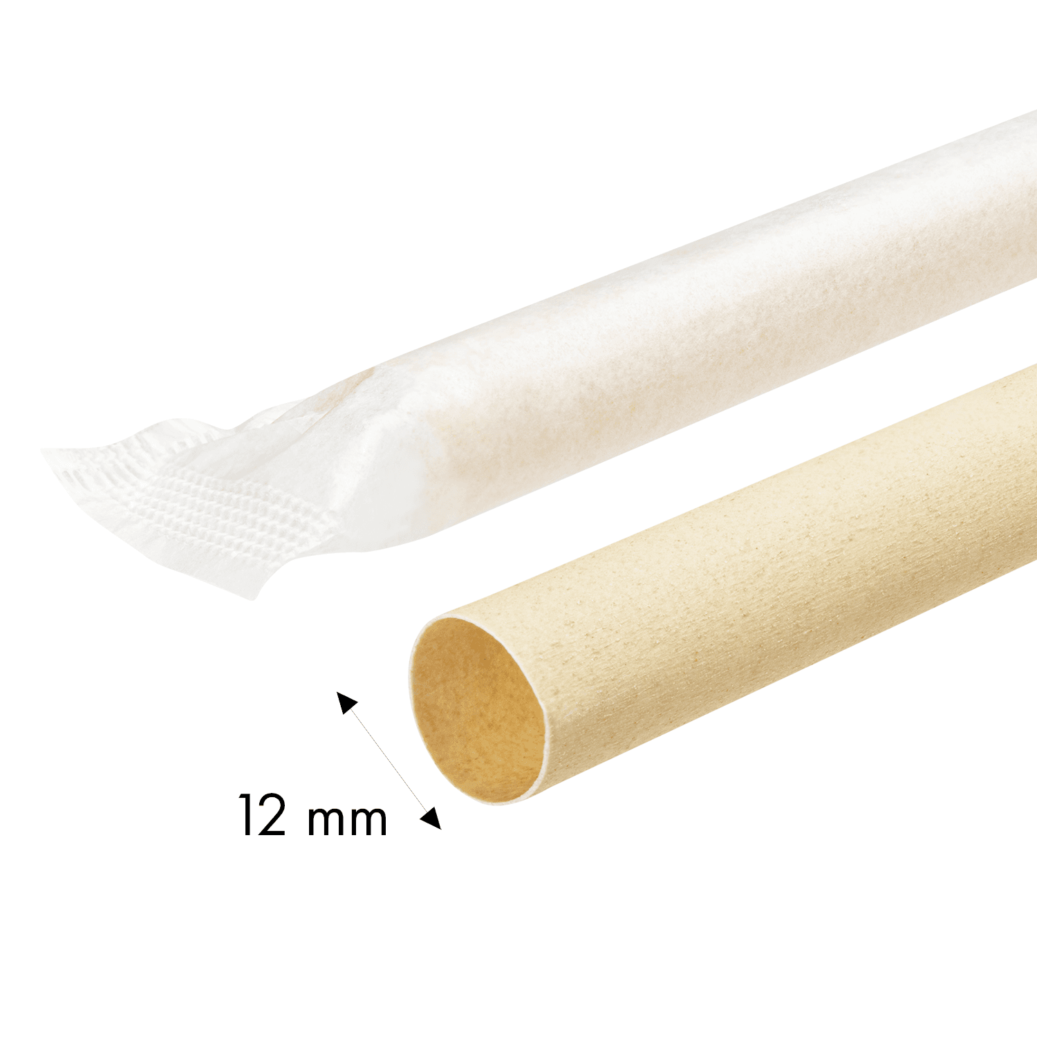 Karat Earth 9" Diagonal Cut Bamboo Fiber Colossal Straws (12mm) Paper Wrapped, Natural - 1,600 pcs