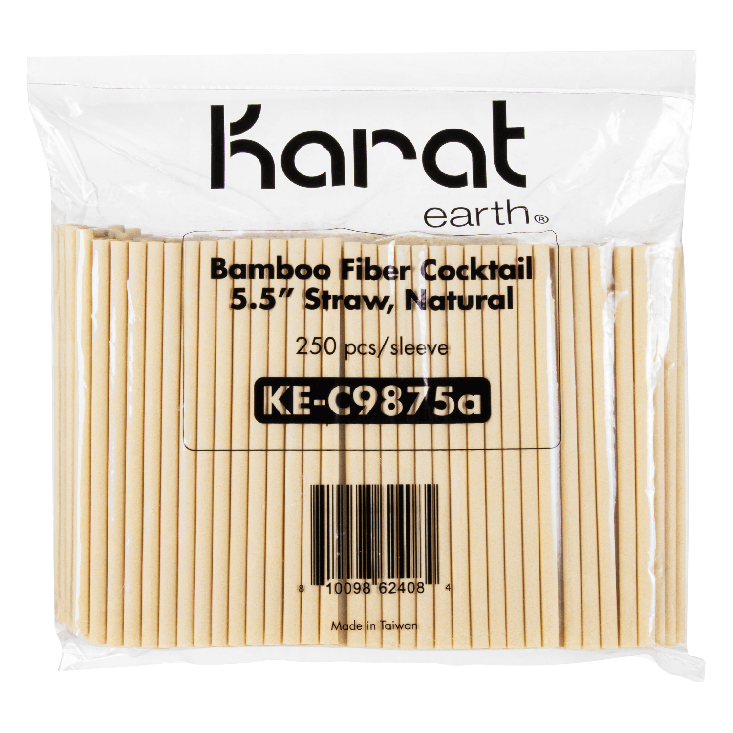 Karat Earth Bamboo Fiber Cocktail 5.5'' Straws (6mm), Natural - Bag of 250 pcs