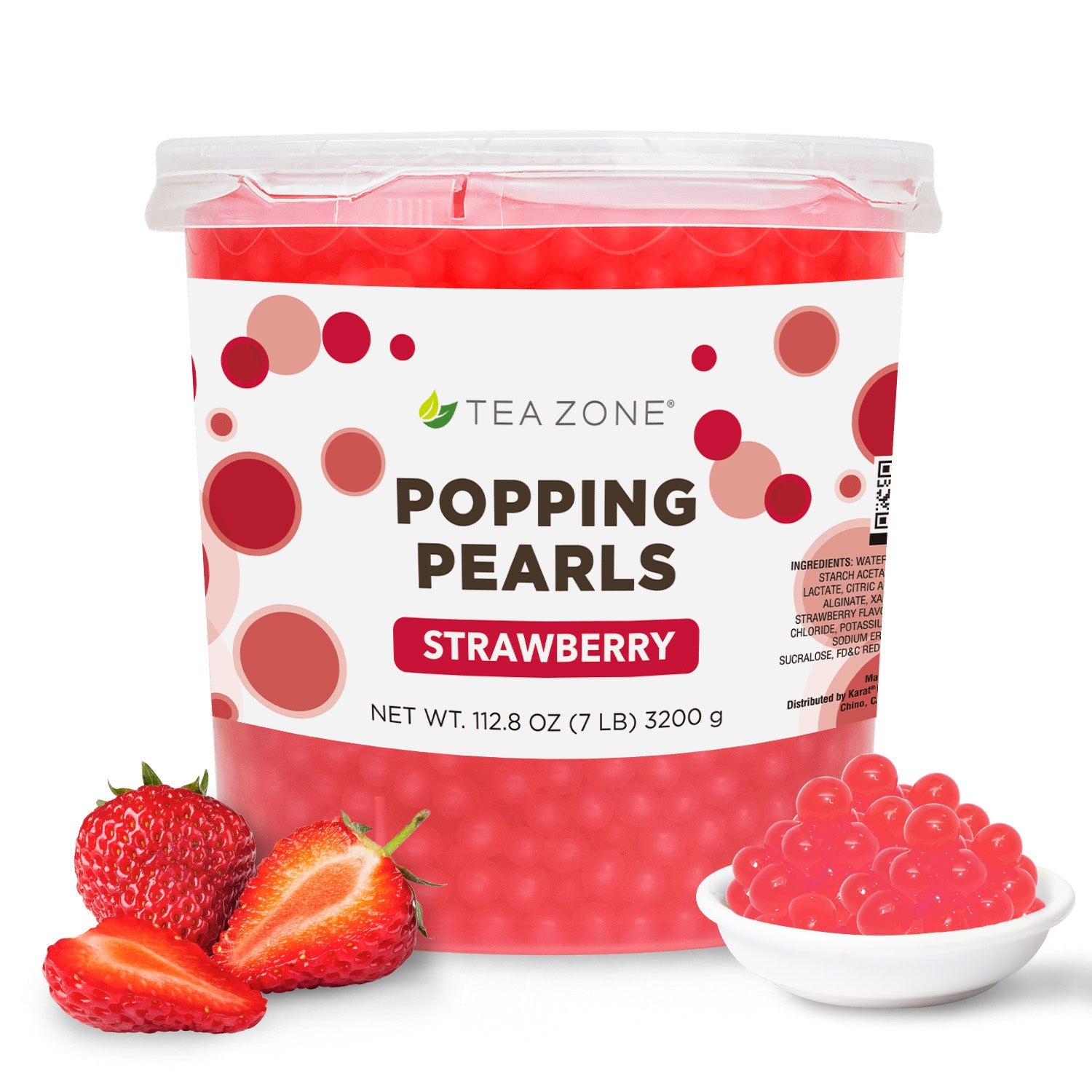 Tea Zone Strawberry Popping Pearls - Jar (7 lbs)