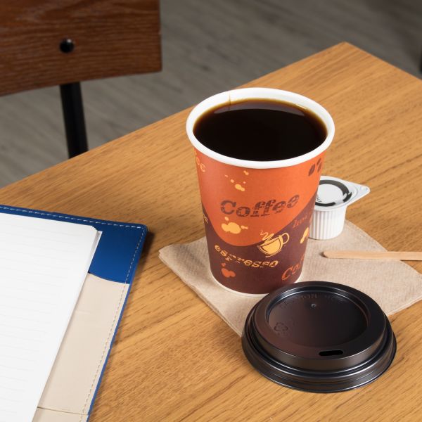 Karat 8oz Paper Hot Cups (80mm), Coffee Print - 1,000 pcs