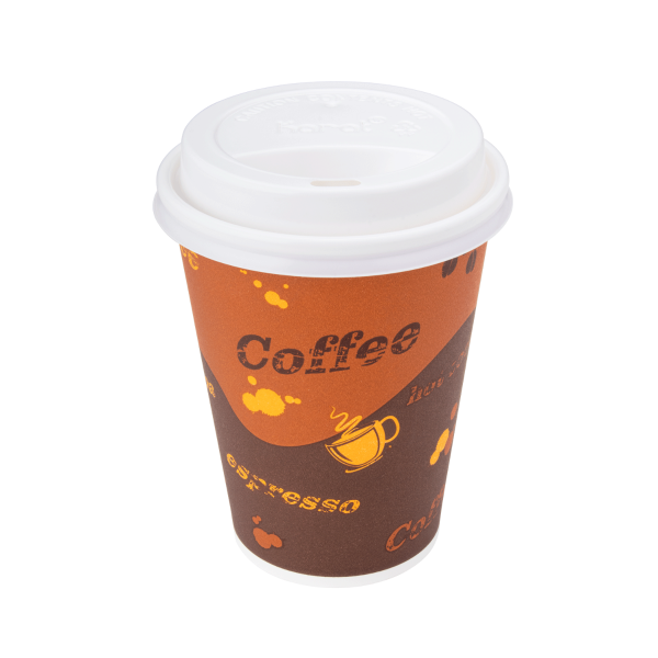 Karat 12oz Paper Hot Cups (90mm), Coffee Print  - 1,000 pcs