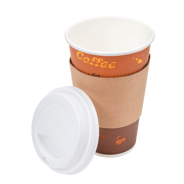Karat 16oz Paper Hot Cups (90mm), Coffee Print - 1,000 pcs