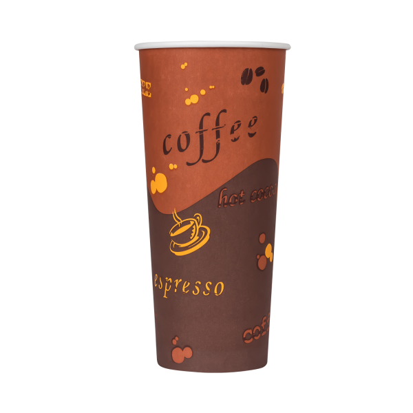 Karat 24oz Paper Hot Cups (90mm), Coffee Print - 600 pcs