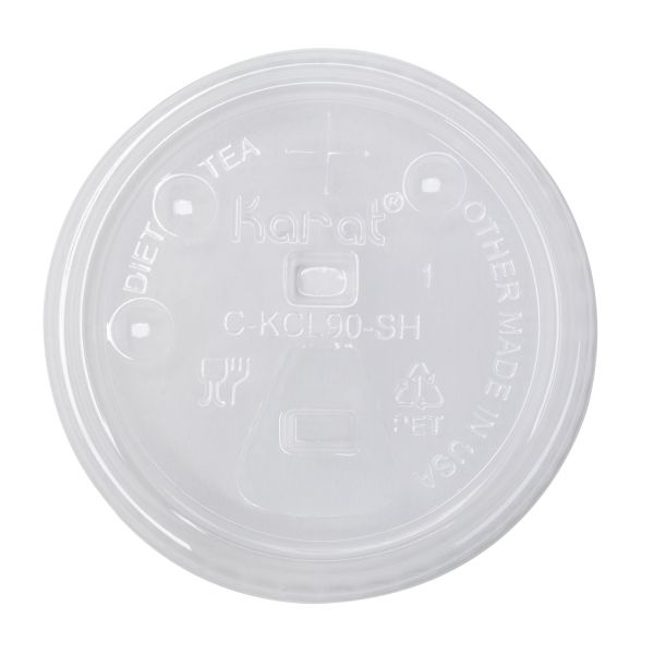 Karat 90mm PET Plastic Strawless Sipper Lids - 1,000 pcs