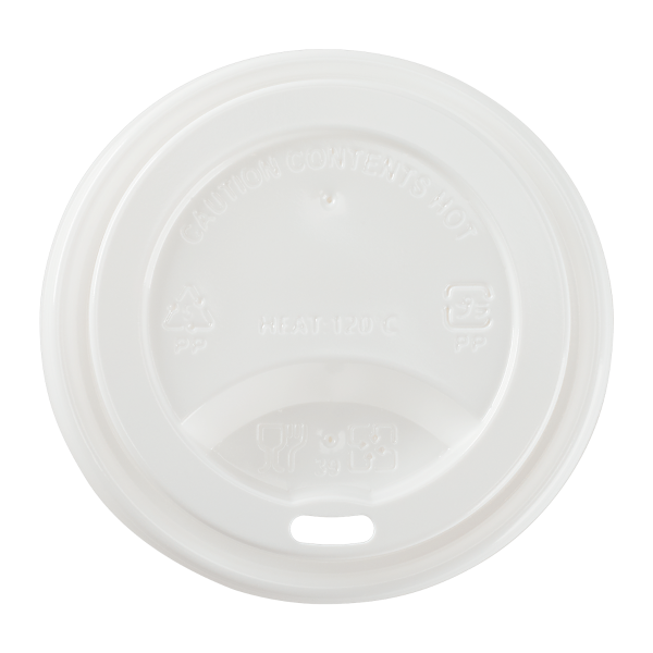 Karat 80mm PP Sipper Dome Lid for 8 oz Paper Hot Cup, White - 1,000 pcs