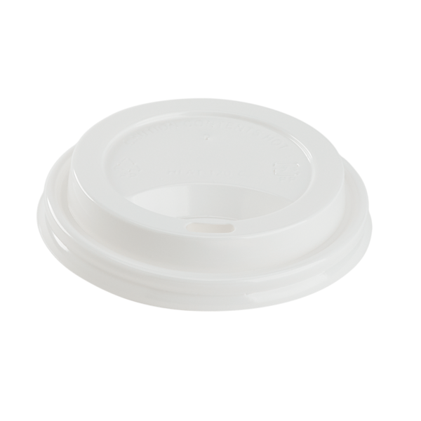 Karat 80mm PP Sipper Dome Lid for 8 oz Paper Hot Cup, White - 1,000 pcs