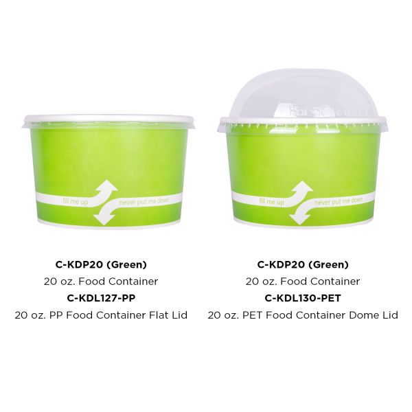 Karat 20oz Food Containers (127mm), Green - 600 pcs