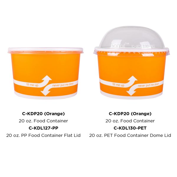 Karat 20oz Food Containers (127mm), Orange - 600 pcs