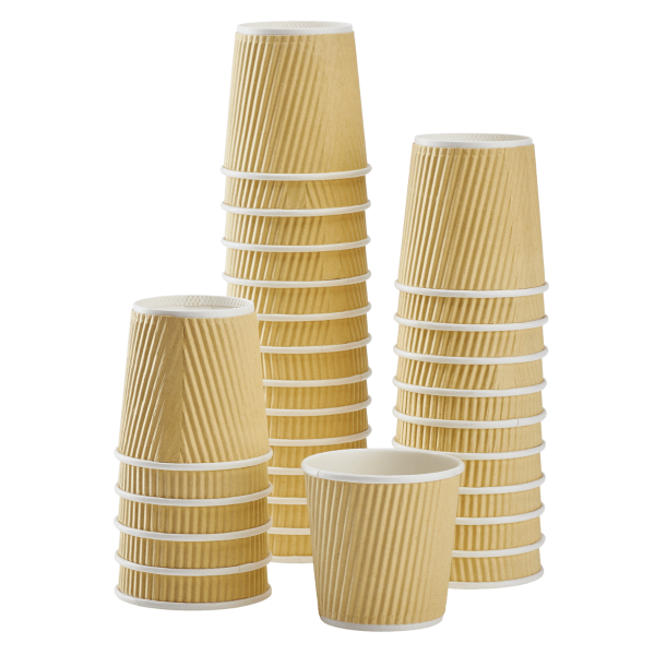 Karat 4oz Ripple Paper Hot Cups (62mm), Kraft - 1000 pcs