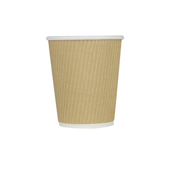 Karat 8oz Ripple Paper Hot Cups (80mm), Kraft - 500 pcs