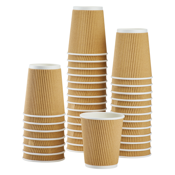 Karat 8oz Ripple Paper Hot Cups (80mm), Kraft - 500 pcs