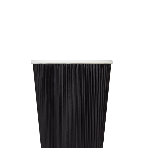 Karat 16oz Ripple Paper Hot Cups (90mm), Black - 500 pcs
