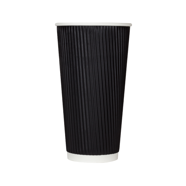 Karat 20oz Ripple Paper Hot Cups (90mm), Black - 500 pcs