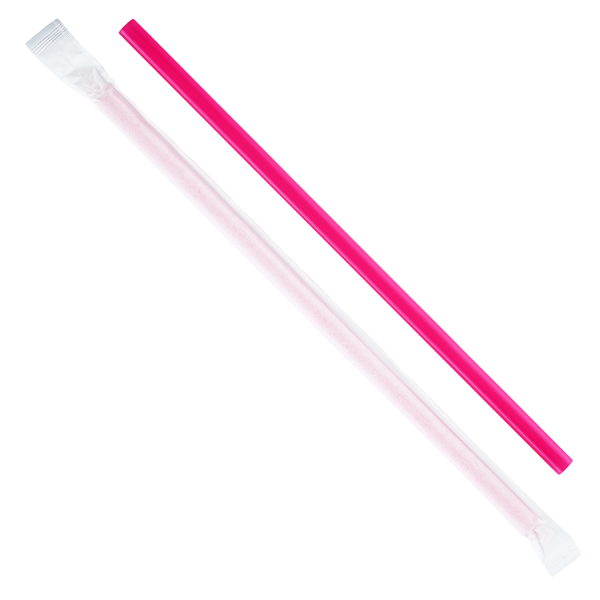 Karat 9'' Giant Straws (8mm) Paper Wrapped, Pink - 2,500 pcs
