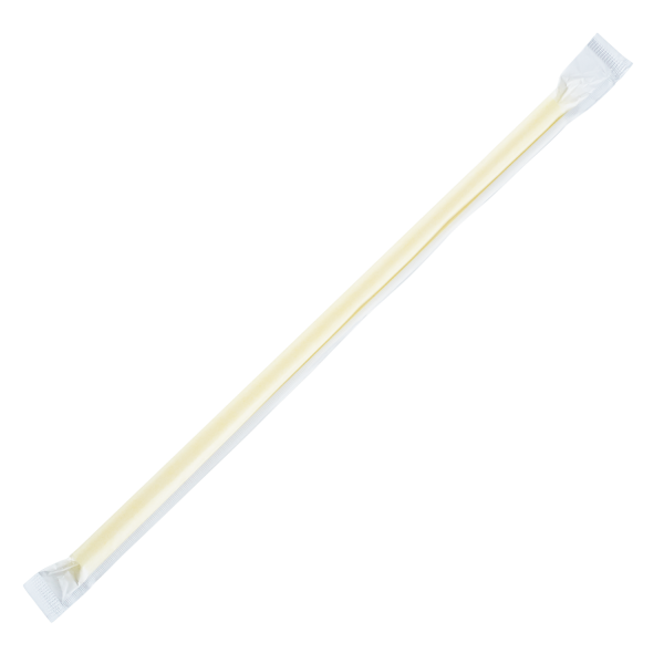 Karat 9'' Giant Straws (8mm) Paper Wrapped, Yellow - 2,500 pcs