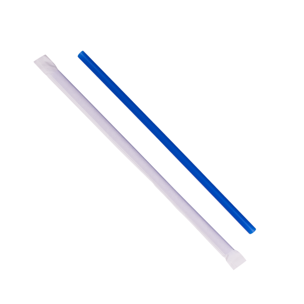 Karat 9'' Giant Straws (8mm) Paper Wrapped, Blue - 1,200 pcs