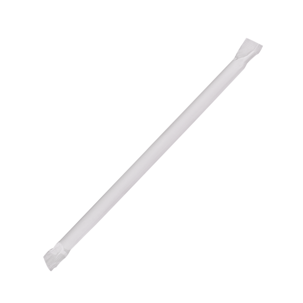 Karat 7.75'' Giant Straws (8mm) Paper Wrapped, Clear - 7,500 pcs