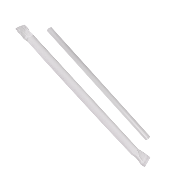 Karat 7.75'' Giant Straws (8mm) Paper Wrapped, Clear - 7,500 pcs
