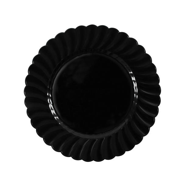 Karat 7" PS Plastic Scalloped Plate, Black - 240 pcs