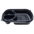 Karat 36 oz PP Plastic Microwaveable Black Take Out Box, 3 compartments - 300 pcs
