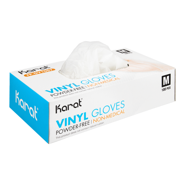 Karat Vinyl Powder-Free Gloves (Clear), Medium - 1,000 pcs