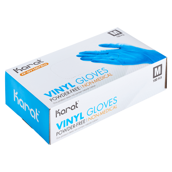 Karat Vinyl Powder-FREE Glove (Blue), Medium - 1,000 pcs