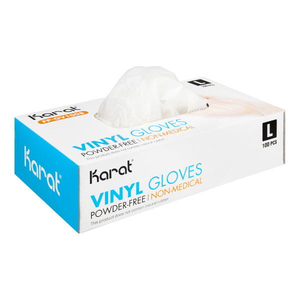 Karat Vinyl Powder-Free Gloves (Clear), Large - 1,000 pcs