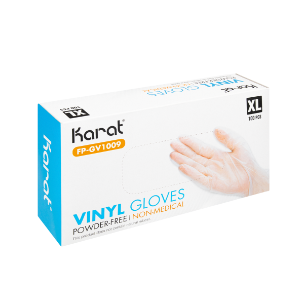 Karat Vinyl Powder-Free Gloves (Clear), X-Large - 1,000 pcs