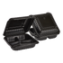 Karat 8'' x 8" Black PP Plastic Hinged Container, 3 compartments - 250 pcs