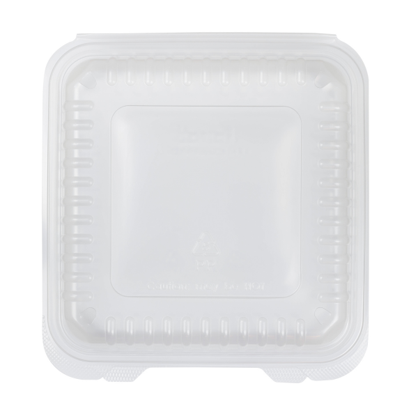 Karat 9"x 9" PP Plastic Hinged Containers, Clear - 200 pcs