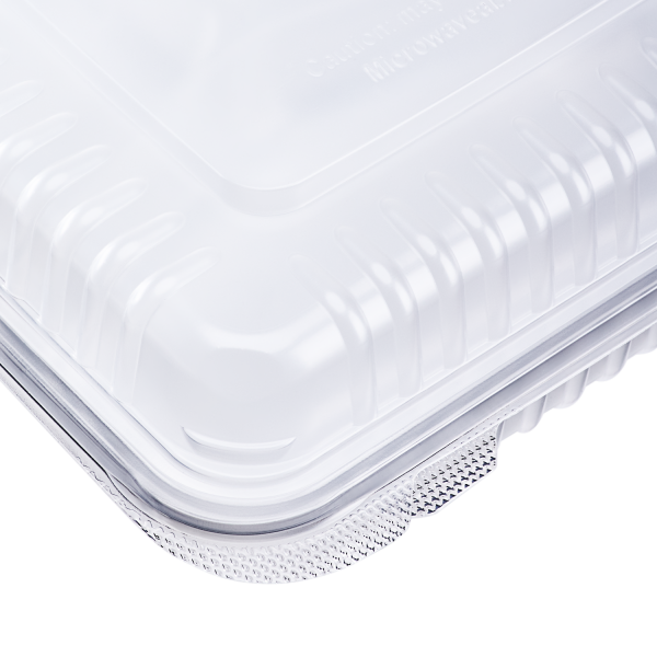 Karat 9" x 9" PP Plastic Hinged Containers, 3 Compartment - 200 pcs