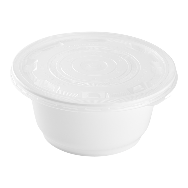 Karat 22/36/48 oz PP Plastic Flat Lid for Injection Molding Bowl (117mm) - 300 pcs