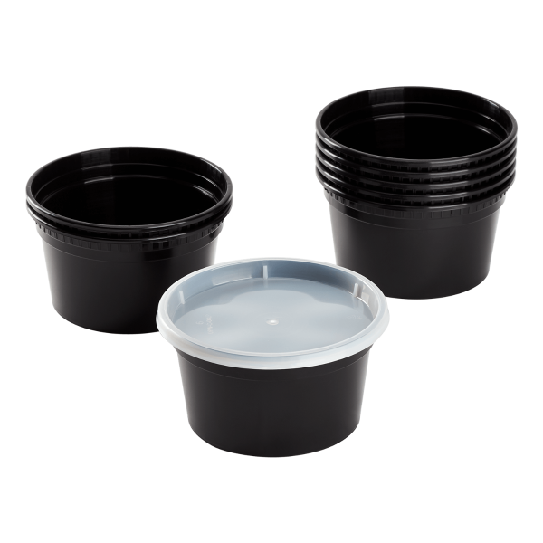 Karat 12 oz Black PP Injection Molded Round Deli Containers with Lids - 240 Sets