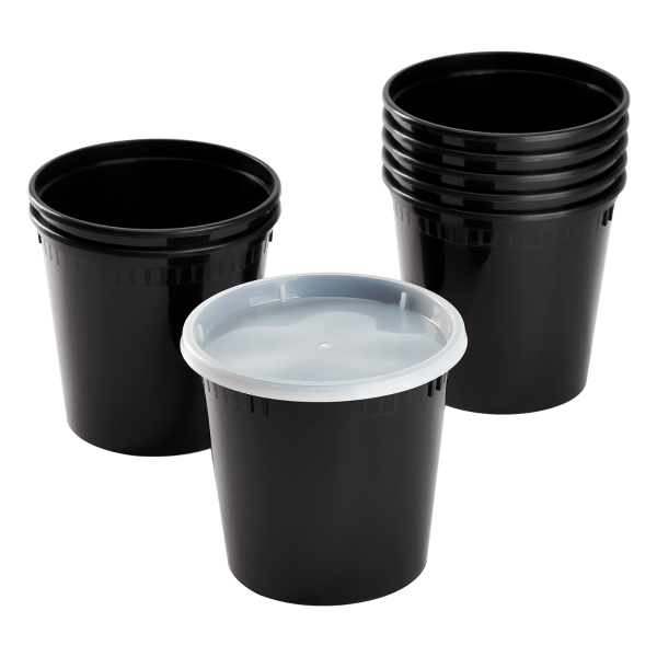 Karat 24 oz Black PP Injection Molded Round Deli Containers with Lids - 240 Sets