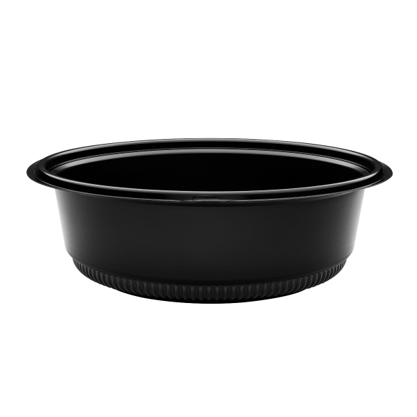 Karat 48 oz PP Round Microwaveable Container, Black - 150 pcs