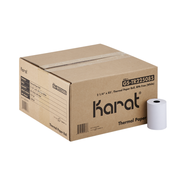 Karat 2 1/4" x 85' Thermal Paper Rolls, White - 50 pcs