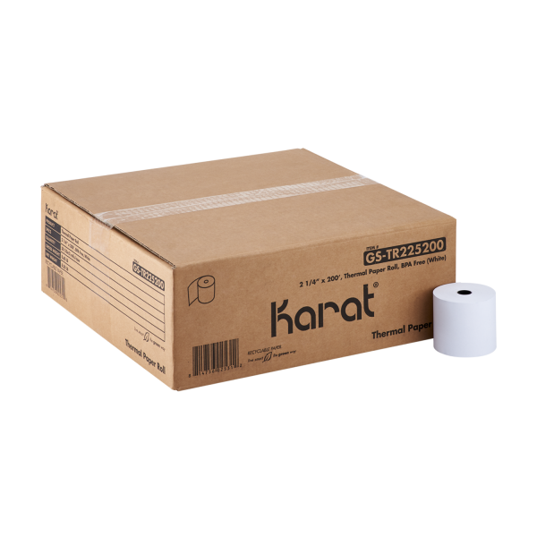 Karat 2 1/4" x 200' Thermal Paper Rolls, White - 50 pcs