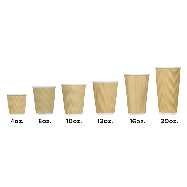 Karat 8oz Ripple Paper Hot Cups (80mm), Kraft - 500 pcs