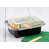 Karat 12 oz PP Plastic Microwavable Rectangular Food Containers & Lids, Black - 150 sets