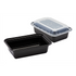 Karat 24 oz PP Plastic Microwavable Rectangular Food Containers & Lids, Black - 150 sets