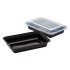 Karat 28 oz PP Plastic Microwavable Rectangular Food Containers & Lids, Black - 150 sets