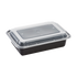 Karat 38 oz PP Plastic Microwavable Rectangular Food Containers & Lids, Black - 150 sets