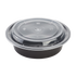 Karat 16 oz PP Plastic Microwavable Round Food Containers & Lids, Black - 150 sets
