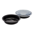 Karat 48 oz PP Plastic Microwavable Round Food Containers & Lids - Black - 150 sets
