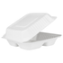 Karat Earth 9"x9" PFAS Free Compostable Bagasse Hinged Container, White, 3 Compartments - 200 pcs