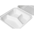 Karat Earth 9"x9" PFAS Free Compostable Bagasse Hinged Container, White, 3 Compartments - 200 pcs