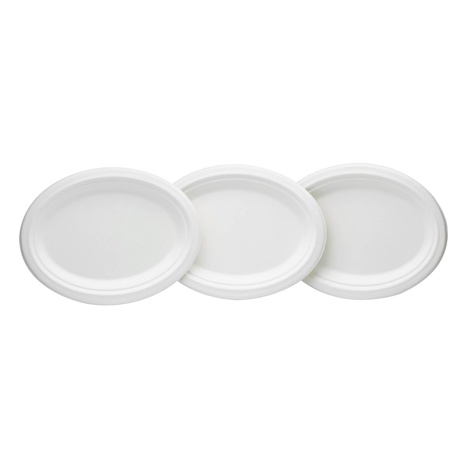 Karat Earth 10''x8'' PFAS Free Compostable Bagasse Oval Plates, White - 500 pcs